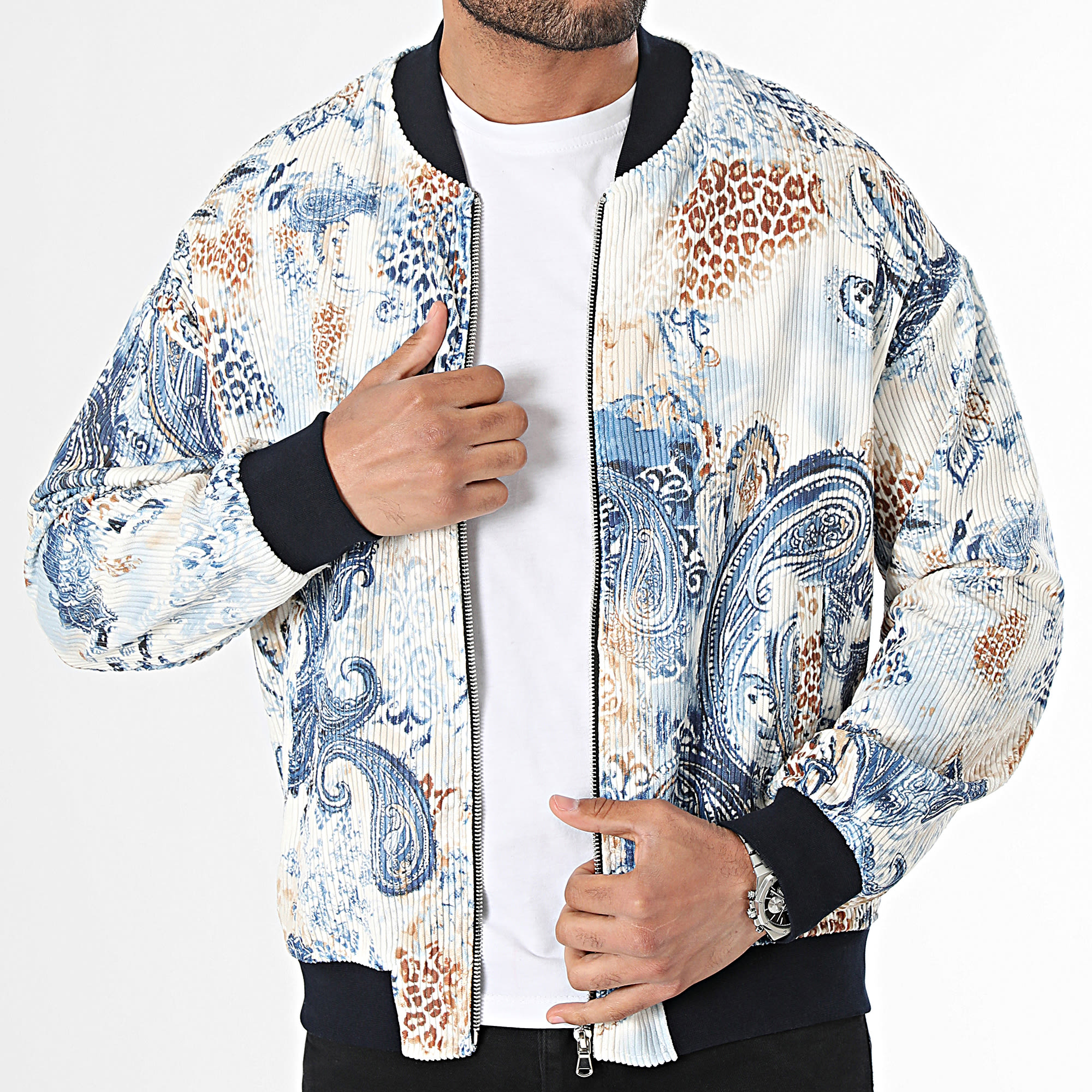 Uniplay - Chaqueta Bomber Blanco Beige Azul