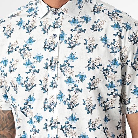 Classic Series - Camisa blanca floral de manga corta