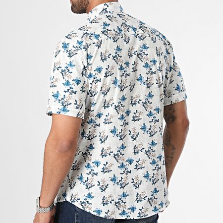 Classic Series - Camisa blanca floral de manga corta