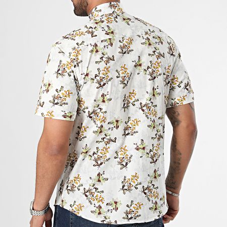 Classic Series - Camisa blanca floral de manga corta