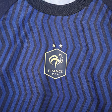 FFF - Conjunto de camiseta y pantalón corto de fútbol Francia Azul Marino Rojo para niño