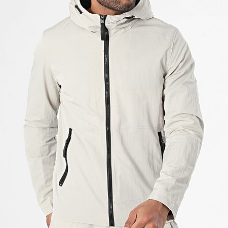Frilivin - Conjunto de chaqueta cortavientos y pantalón de chándal beige