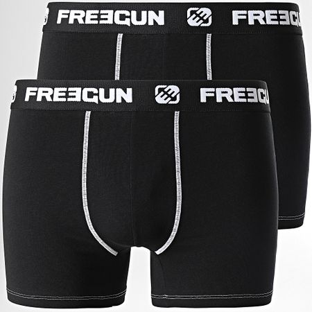 Freegun - Juego de 2 calzoncillos bóxer ultra elásticos Negro