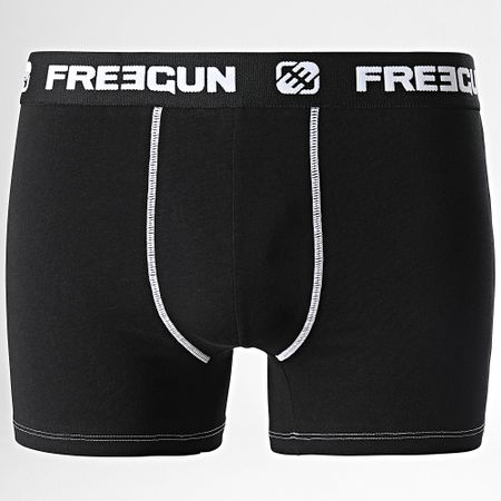 Freegun - Juego de 2 calzoncillos bóxer ultra elásticos Negro