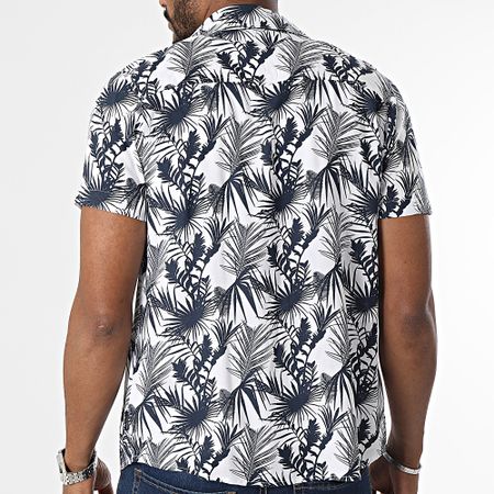 Classic Series - Beige Azul Marino Floral Camisa Manga Corta