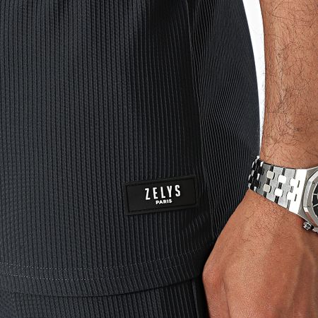 Zelys Paris - Conjunto de polo Club azul marino de manga corta y pantalón corto de jogging