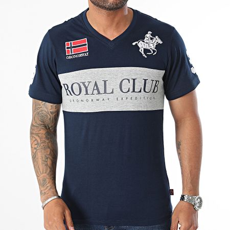 Geographical Norway - Camiseta azul marino con cuello de pico