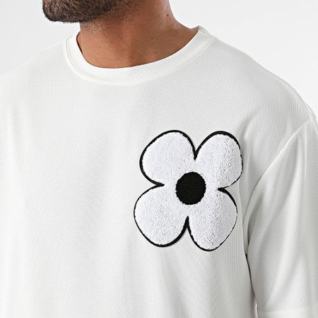 John H - Camiseta Floral Blanca