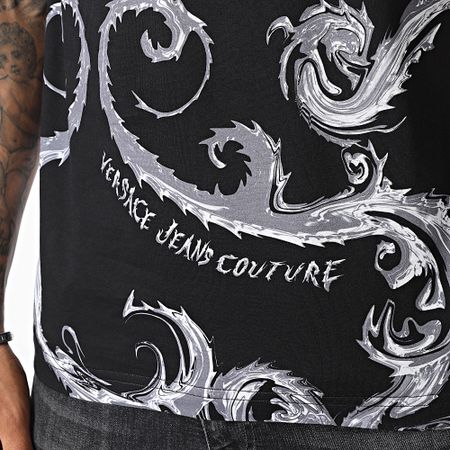 Versace Jeans Couture - Tee Shirt Jers Co Print Chromo Couture 77GAH6S0-JS388 Negro Gris Renacimiento