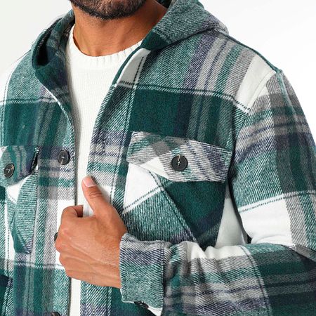 LBO - Camisa a cuadros con capucha 1218 Bottle Green