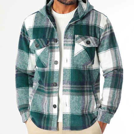 LBO - Camisa a cuadros con capucha 1218 Bottle Green