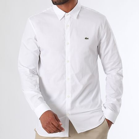 Lacoste - Camisa Manga Larga Logo Cocodrilo Bordado Blanco