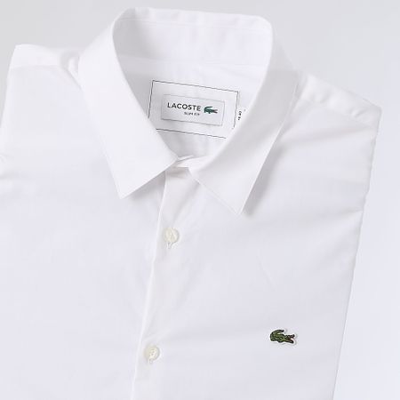 Lacoste - Camisa Manga Larga Logo Cocodrilo Bordado Blanco