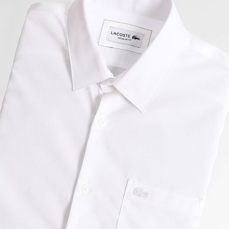 Lacoste - Camisa Manga Larga Logo Cocodrilo Bordado Blanco