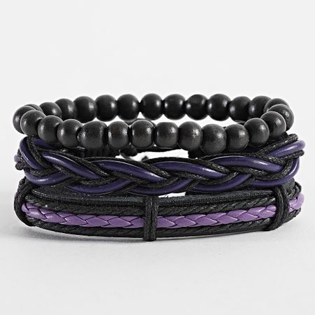 Frilivin - Set De 3 Pulseras Violeta Negra