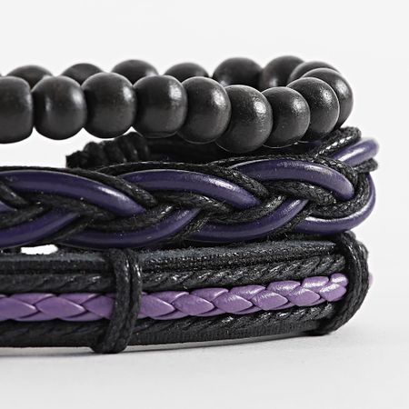 Frilivin - Set De 3 Pulseras Violeta Negra