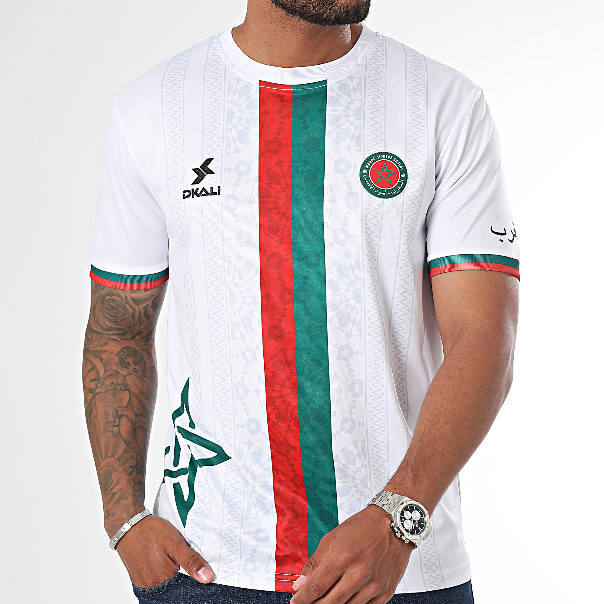 DKALI - Camiseta blanca de fútbol de Marruecos