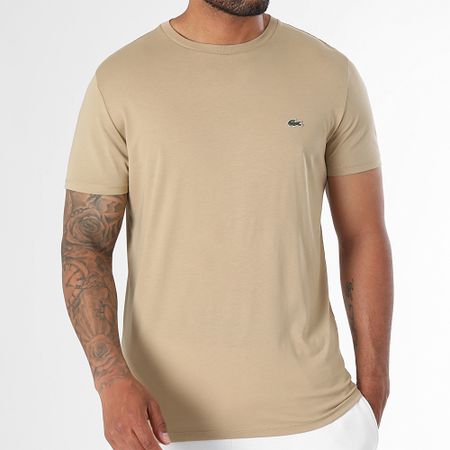 Lacoste - Camiseta logo cocodrilo bordado Regular Fit Beige