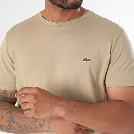 Lacoste - Camiseta logo cocodrilo bordado Regular Fit Beige