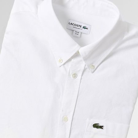 Lacoste - Camisa Manga Larga Bolsillo Logo Cocodrilo Bordado Regular Fit Blanco