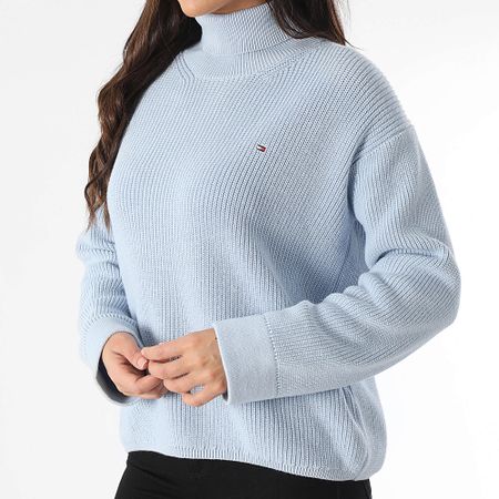 Tommy Hilfiger - Suéter de cuello redondo para mujer Cardigan Stitch 3094 Azul claro