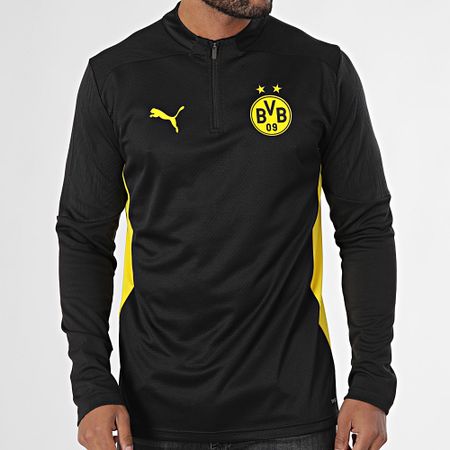 Puma - Camiseta Manga Larga Cremallera Cuello Borussia Dortmund 09 Entrenamiento 777610 Negro Amarillo