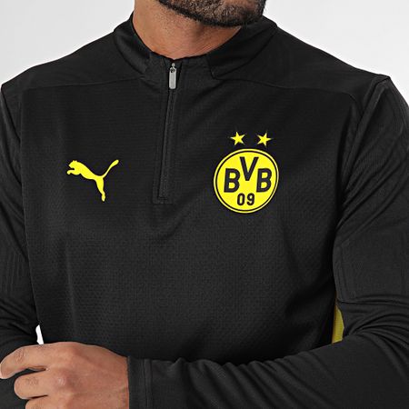 Puma - Camiseta Manga Larga Cremallera Cuello Borussia Dortmund 09 Entrenamiento 777610 Negro Amarillo