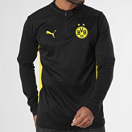 Puma - Camiseta Manga Larga Cremallera Cuello Borussia Dortmund 09 Entrenamiento 777610 Negro Amarillo