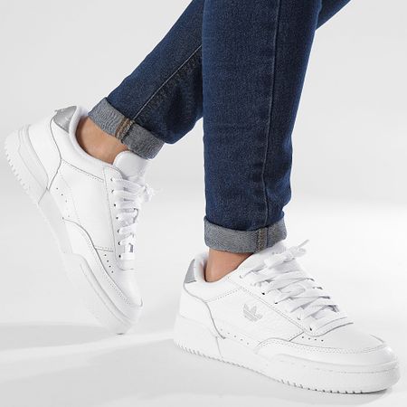 Adidas Originals - Mujer Zapatillas Court Super W IF9433 Calzado Blanco Plata Metálico Halo Azul