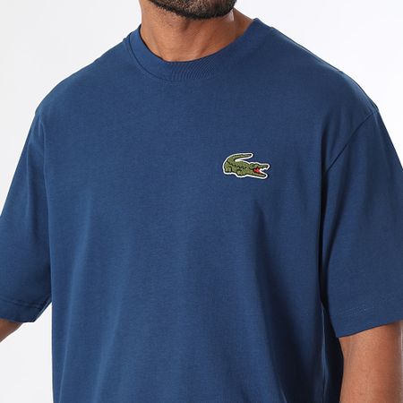 Lacoste - Azul marino Oversize Loose Fit Big Logo Crocodile Embroidered Tee Shirt