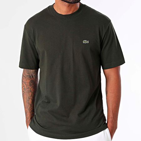 Lacoste - Camiseta Classic Fit Logo Cocodrilo Bordado Verde Caqui Oscuro