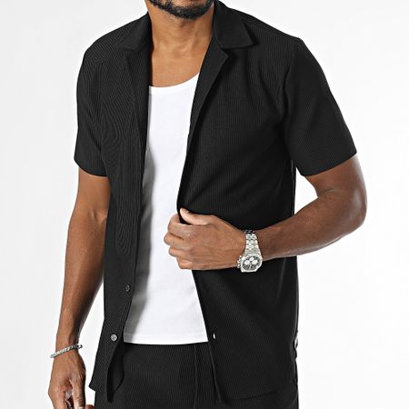 Zelys Paris - Conjunto negro de camisa de manga corta y pantalón