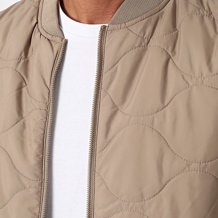 Only And Sons - Chaqueta con cremallera Art Quilt Taupe