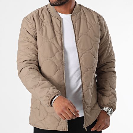 Only And Sons - Chaqueta con cremallera Art Quilt Taupe