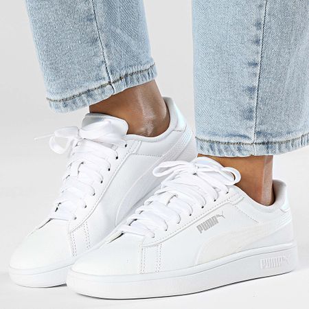 Puma - Zapatillas de deporte para mujer Puma Smash 3.0 Holo 2.0 Jr 398292 Puma White Mauve Mist