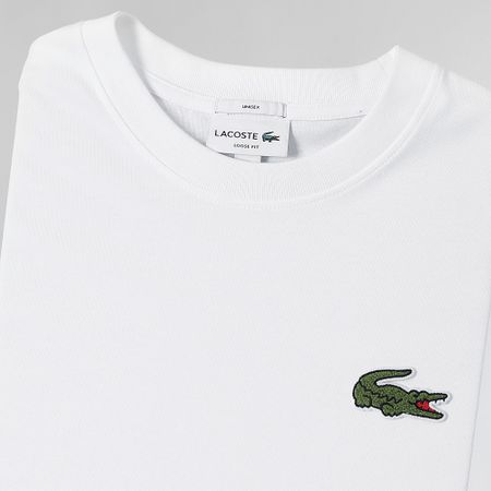 Lacoste - Tee Shirt Oversize Loose Fit Big Logo Cocodrilo Bordado Blanco
