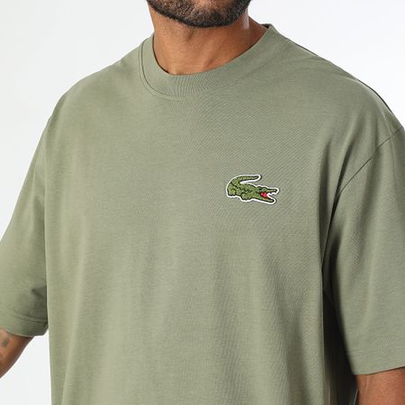 Lacoste - Tee Shirt Oversize Loose Fit Big Logo Cocodrilo Bordado Caqui Verde