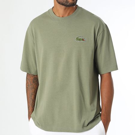 Lacoste - Tee Shirt Oversize Loose Fit Big Logo Cocodrilo Bordado Caqui Verde
