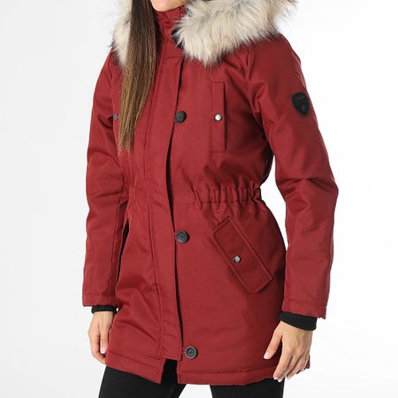 Only - Parka con capucha de piel Iris Burdeos de mujer