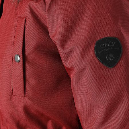 Only - Parka con capucha de piel Iris Burdeos de mujer