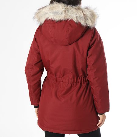 Only - Parka con capucha de piel Iris Burdeos de mujer