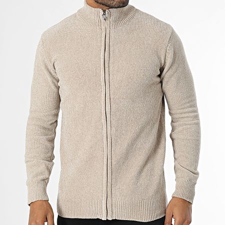 KZR - Chaleco beige jaspeado con cremallera
