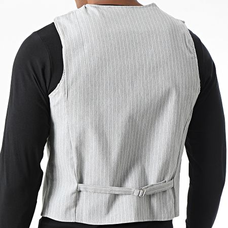 Frilivin - Chaleco sin mangas a rayas gris-blanco
