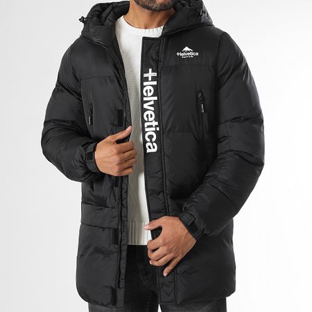 Helvetica - Mars Chaqueta larga negra con capucha