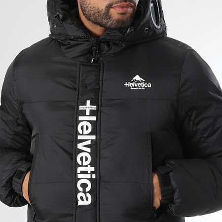 Helvetica - Mars Chaqueta larga negra con capucha