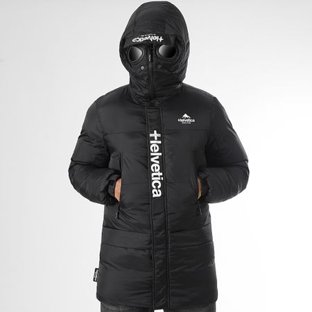 Helvetica - Mars Chaqueta larga negra con capucha