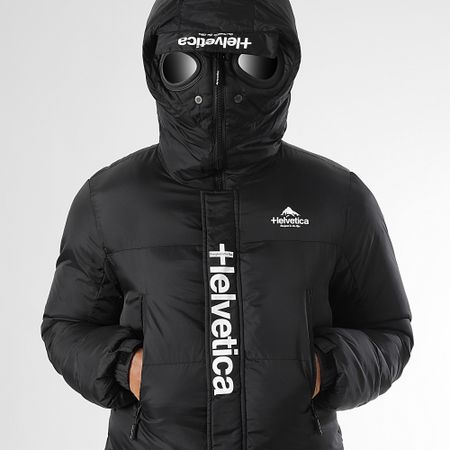 Helvetica - Mars Chaqueta larga negra con capucha