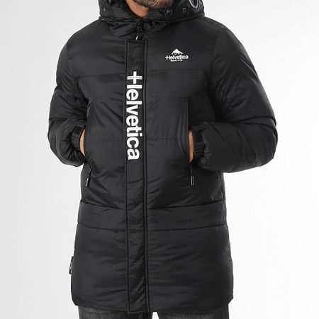 Helvetica - Mars Chaqueta larga negra con capucha
