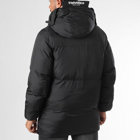 Helvetica - Mars Chaqueta larga negra con capucha
