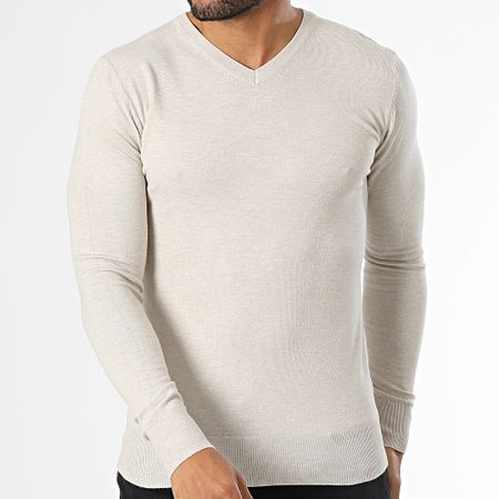 Classic Series - Jersey beige con cuello de pico